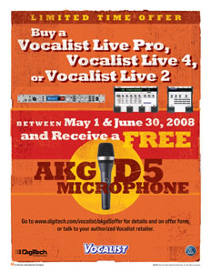 DigiTech Offers Free AKG Vocal Mic With Purcase of Any DigiTech Vocalist Product