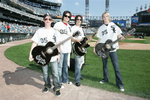 Lovehammers and Washburn Guitars Show their Chicago pride at the opening of Game 1 ALDS White Sox Game
